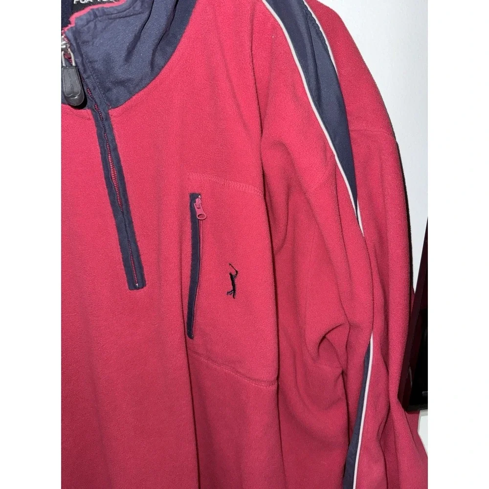PGA‎ TOUR Mens Size XXL Full Zip Golf Jacket Soft Shell Fleece Red Navy